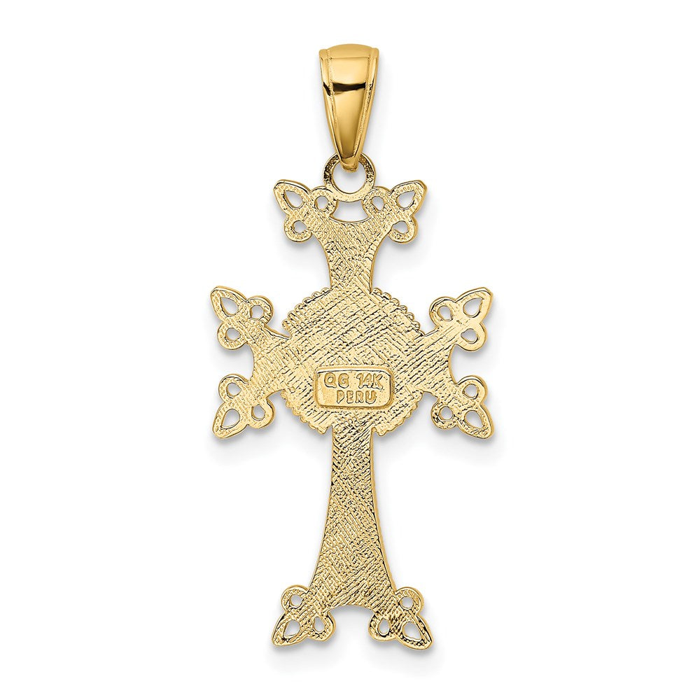 14K Polished/Textured Armenian Cross Pendant