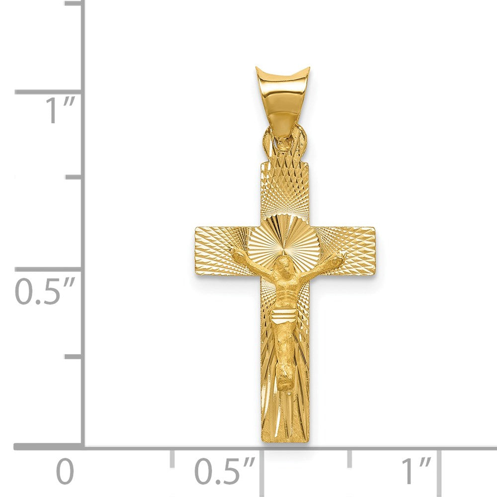 14k Polished Satin and D/C Crucifix Pendant