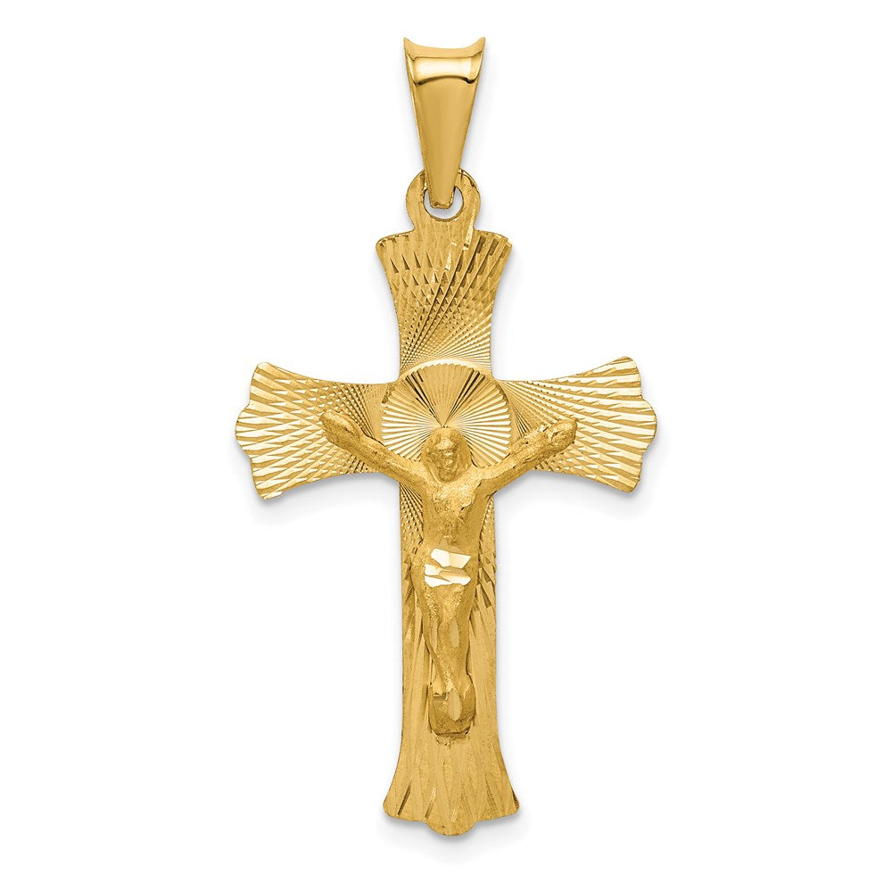 14k Polished Satin and D/C Crucifix Pendant