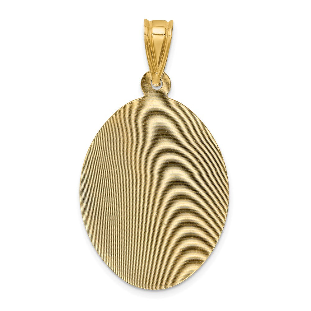 14K Polished D/C Sagrado Corazon Oval Pendant
