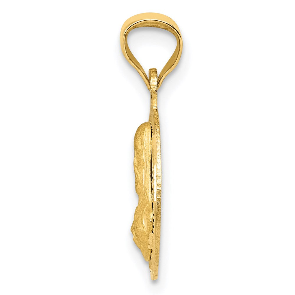 14K Polished D/C Sagrado Corazon Circle Pendant