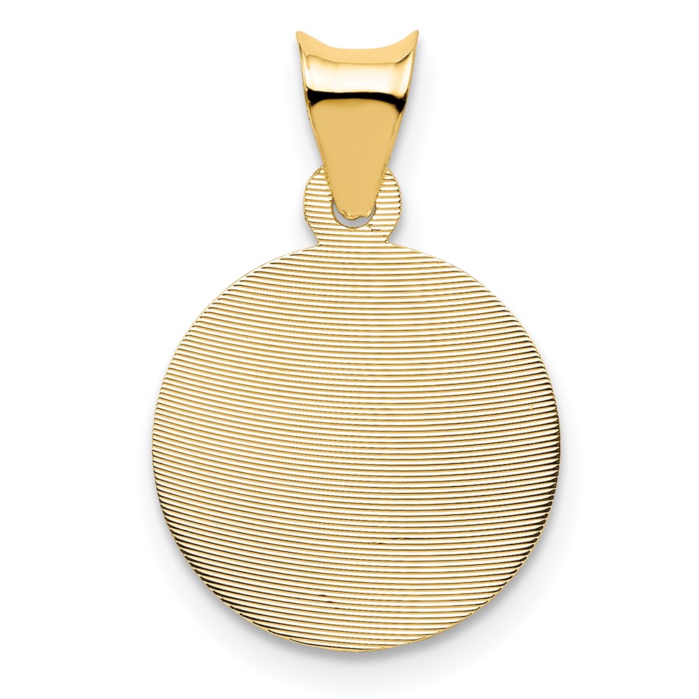 14K Polished D/C Sagrado Corazon Circle Pendant