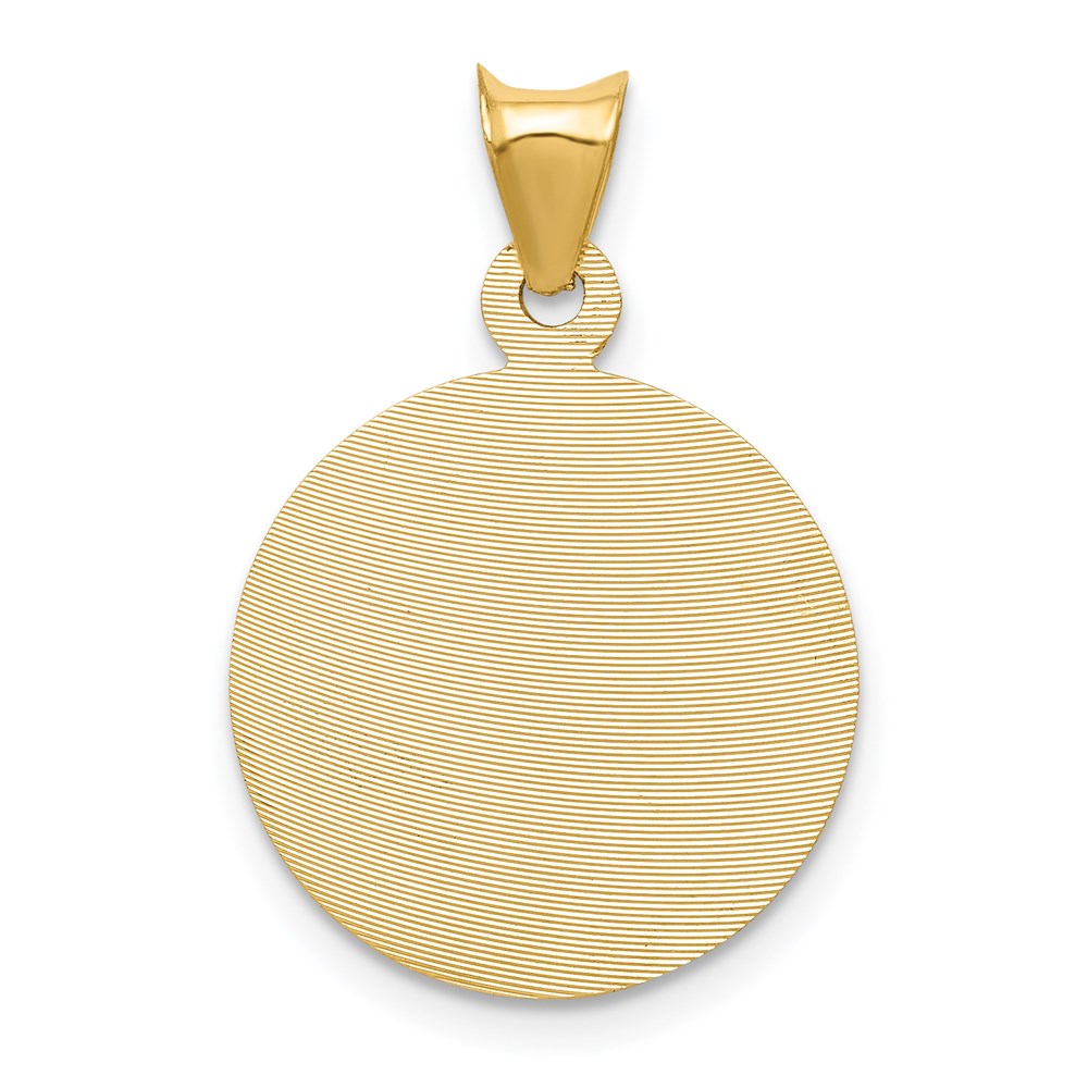 14K Polished D/C Sagrado Corazon Circle Pendant