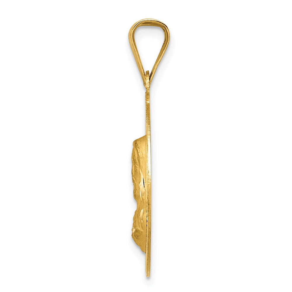 14K Polished D/C Sagrado Corazon Circle Pendant