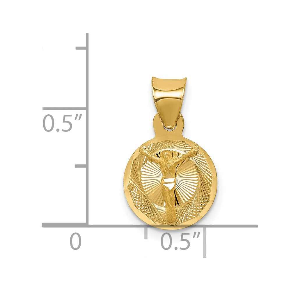 14K Polished D/C Corpus Circle Pendant