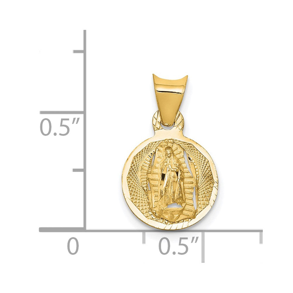 14K Polished D/C Lady Of Guadalupe Circle Pendant