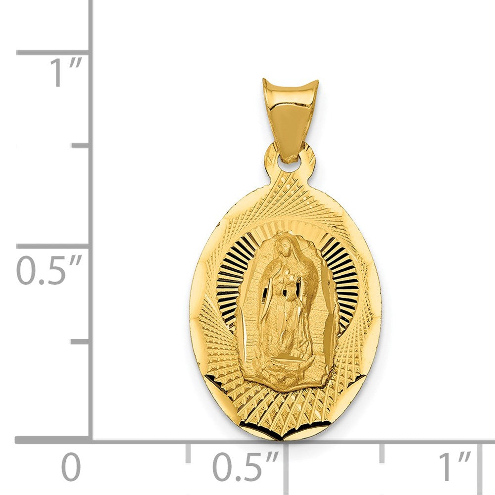 14K Polished D/C Lady Of Guadalupe Oval Pendant