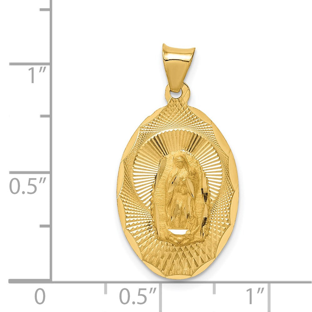14K Polished D/C Lady Of Guadalupe Oval Pendant