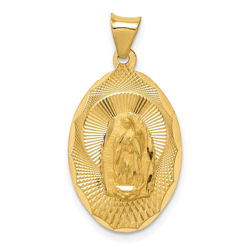 14K Polished D/C Lady Of Guadalupe Oval Pendant