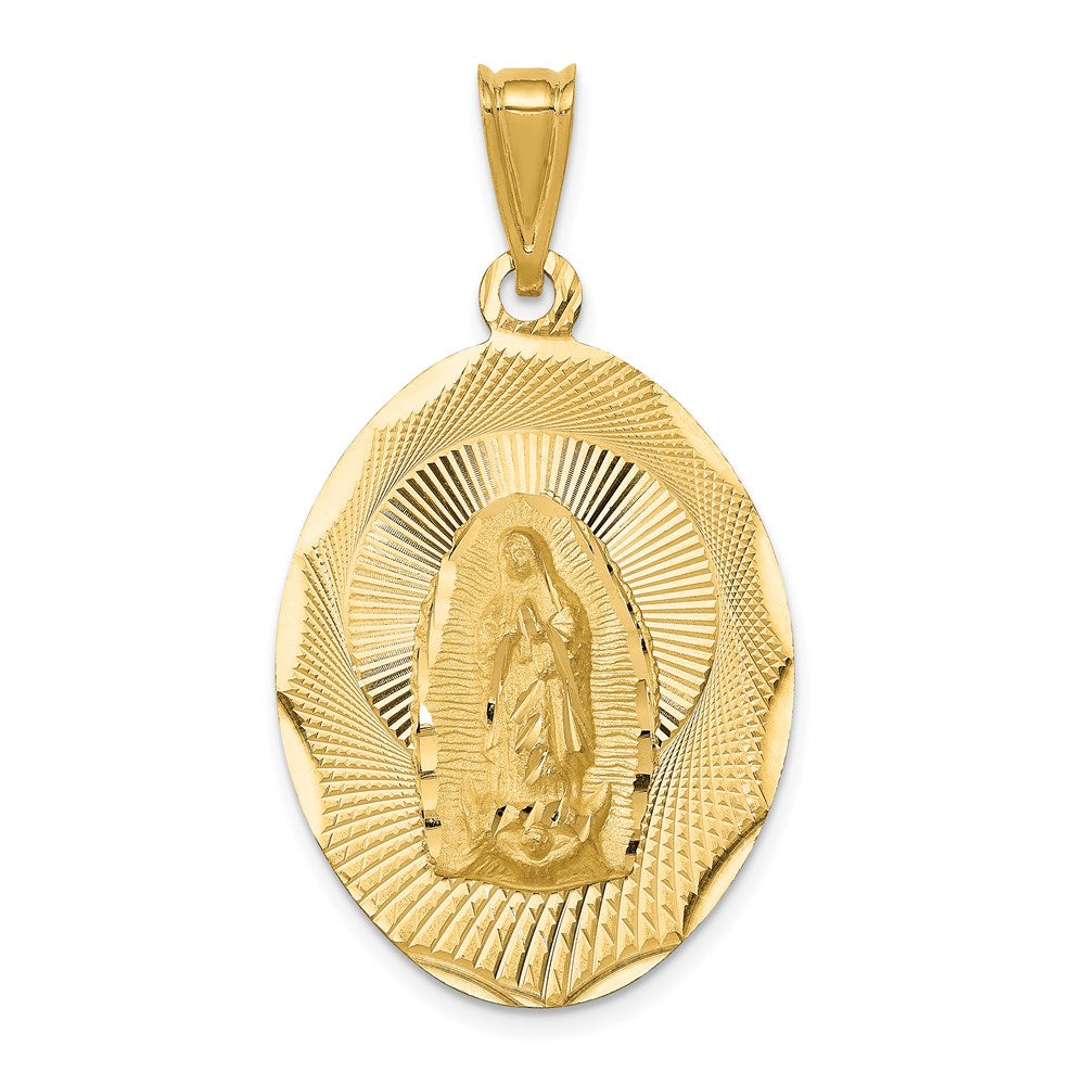 14K Polished D/C Lady Of Guadalupe Oval Pendant