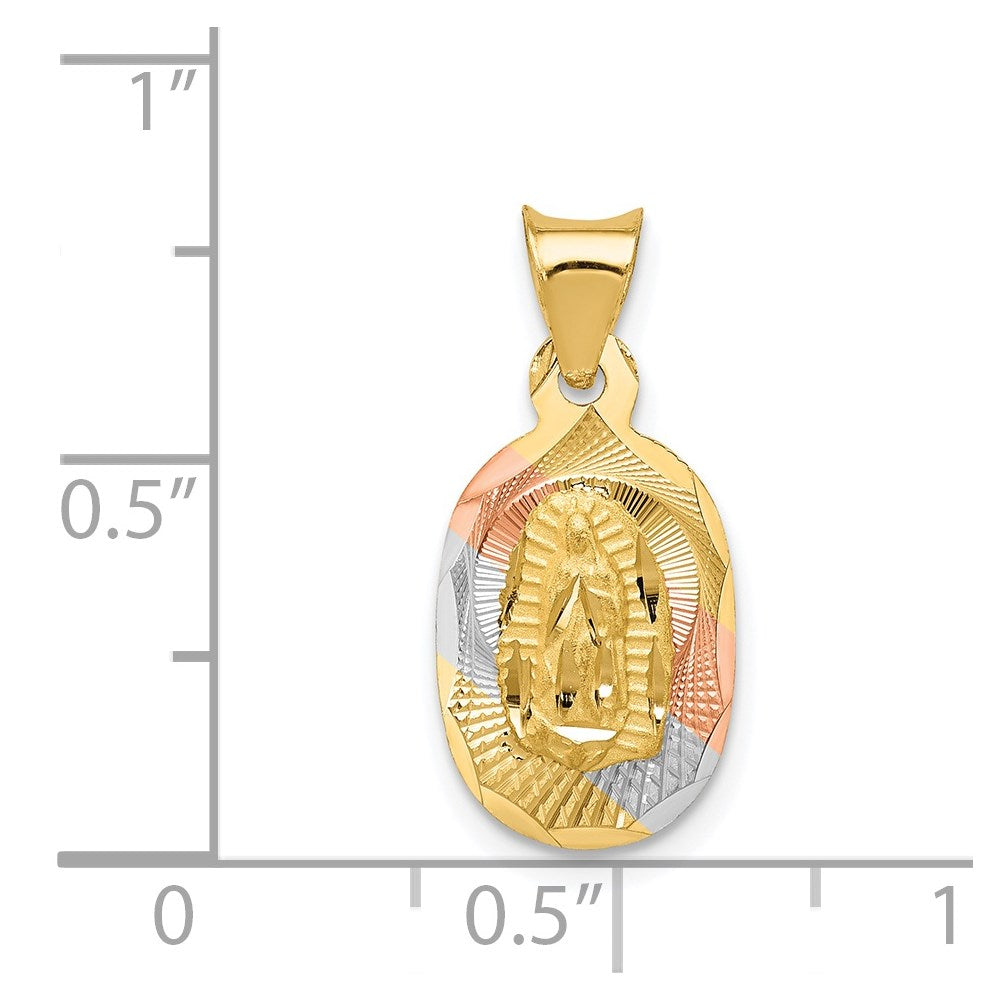 14K w/Rhodium D/C Lady Of Guadalupe Oval Pendant