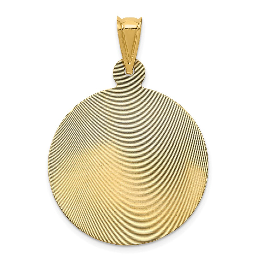 14K w/Rhodium Polished D/C Lady Of Guadalupe Circle Pendant