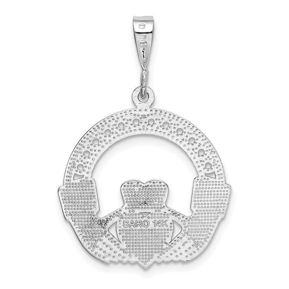 14k White Gold Claddagh Pendant