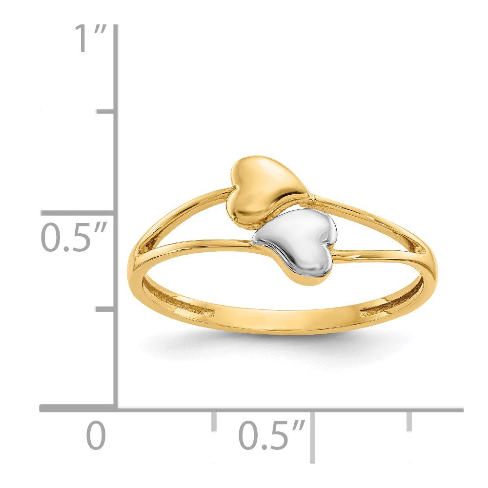 14k with Rhodium Double Heart Ring