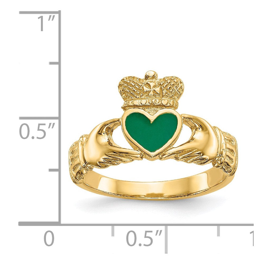 14k Enamel Claddagh Ring