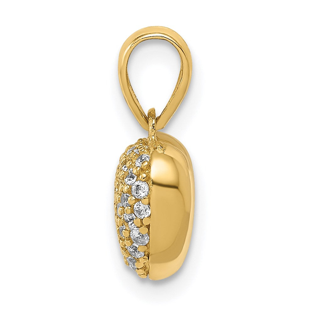 14K Polished CZ/3D/ Heart Pendant