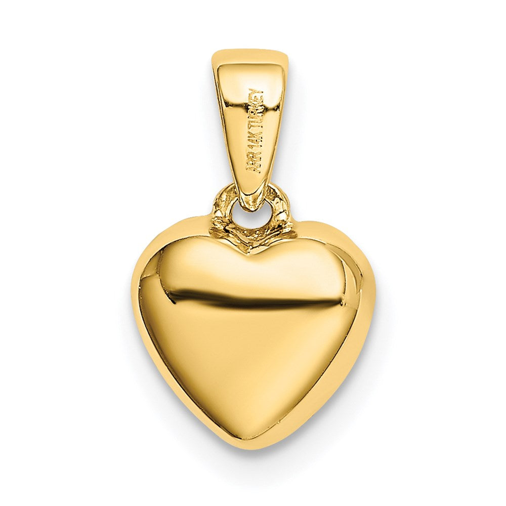 14K Polished CZ/3D/ Heart Pendant