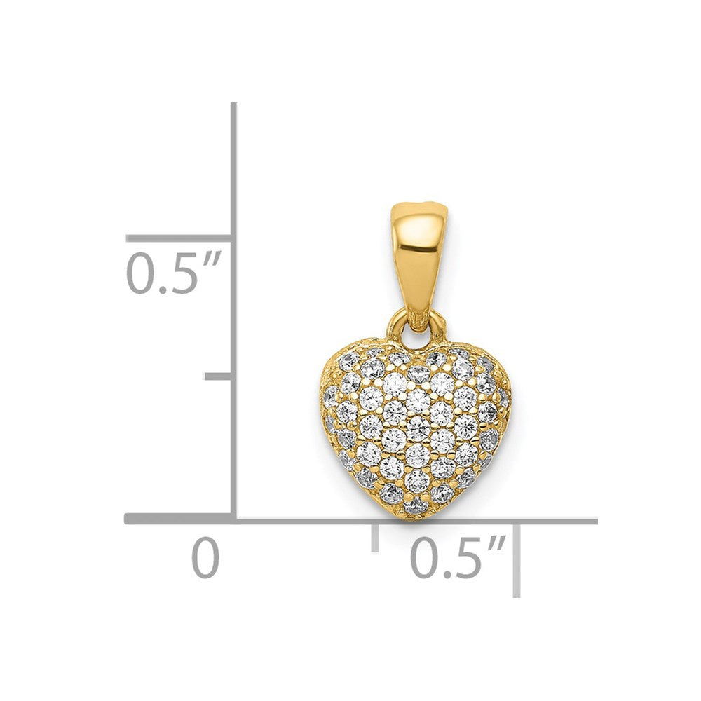 14K Polished CZ/3D/ Heart Pendant