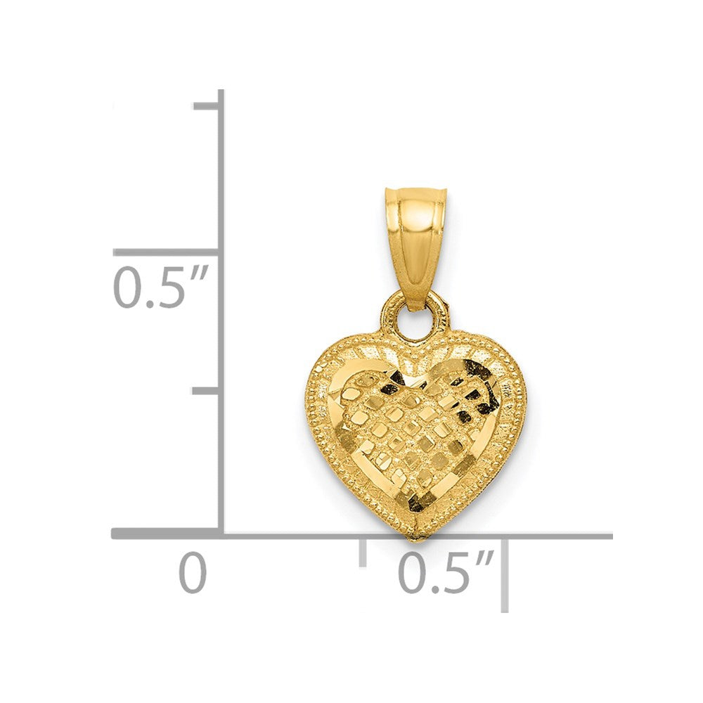 14k Diamond-cut Lattice Heart Pendant