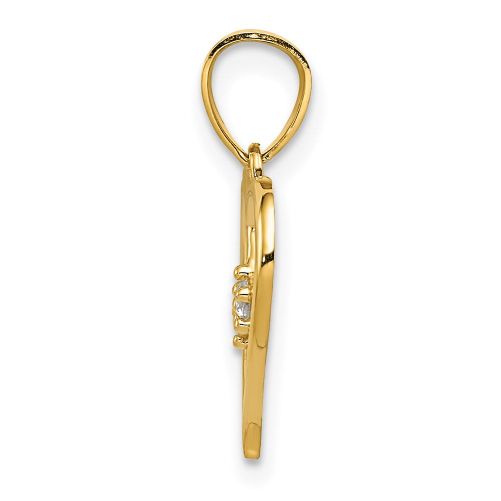 14k 2-CZ Cut-out Heart Pendant