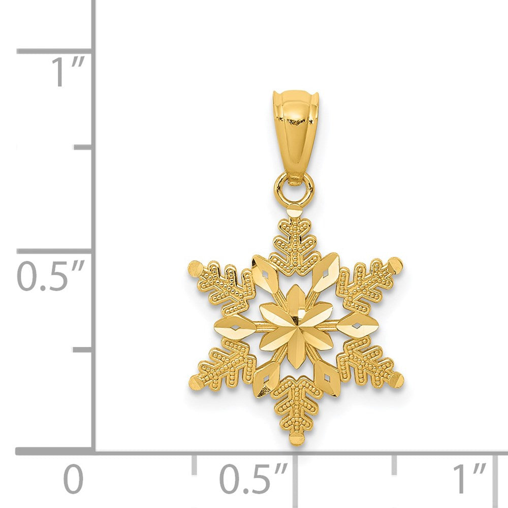 14k Diamond-cut Polished Snowflake Pendant