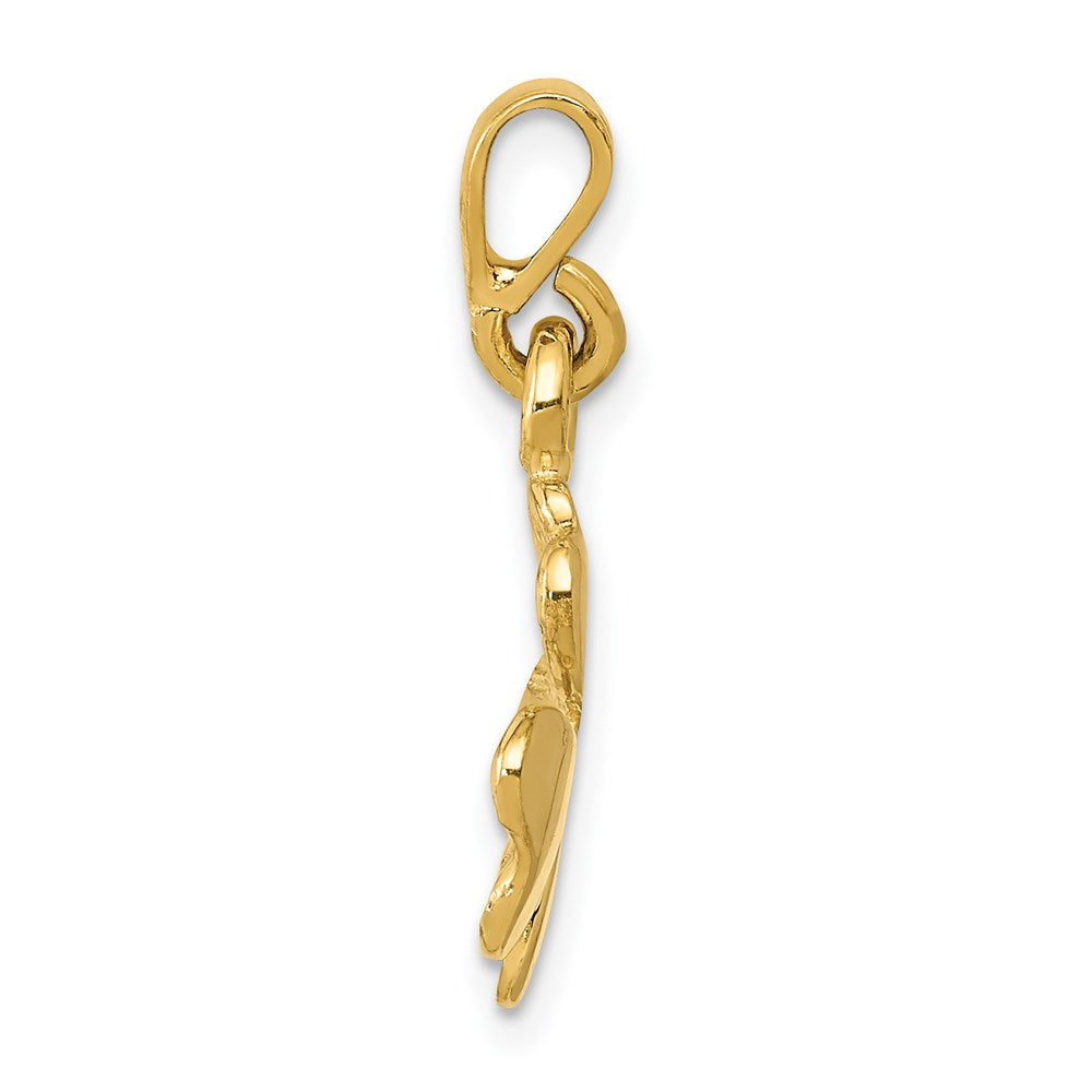 14k Gold Polished and Textured Four Leaf Clover Pendant