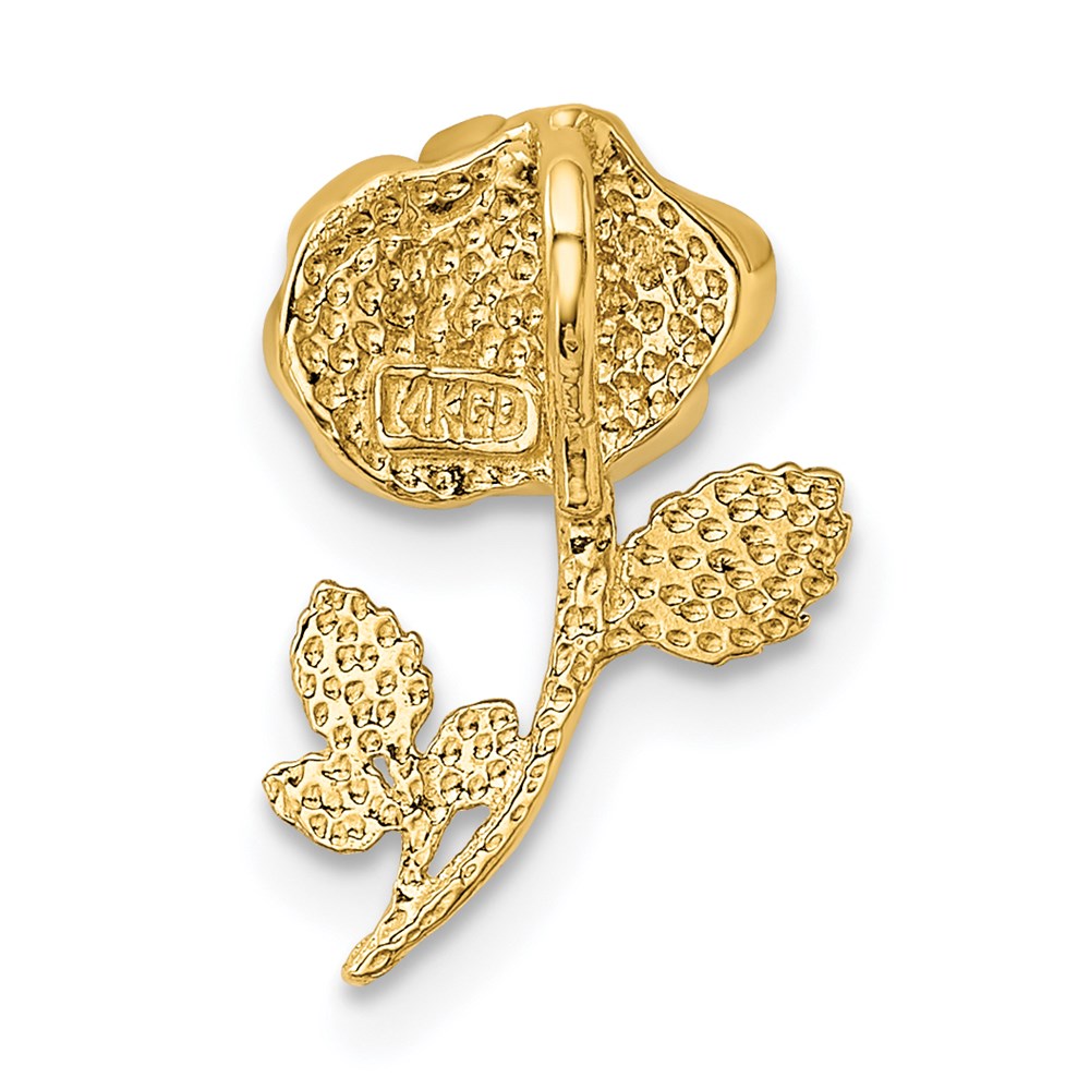 14k w/White Rhodium Polished Rose Chain Slide