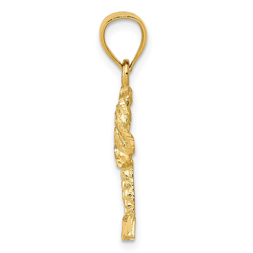 14k Polished Diamond-cut Palm Tree Pendant