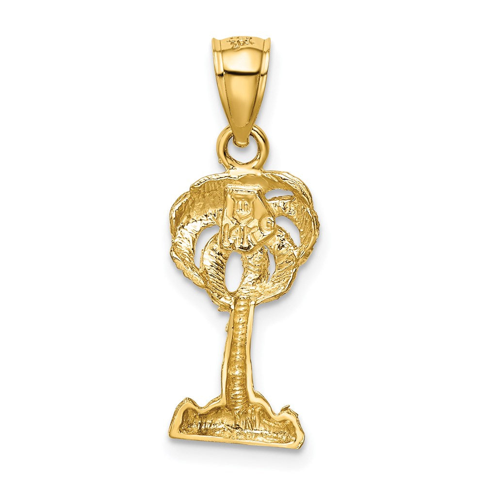 14k Polished Diamond-cut Palm Tree Pendant