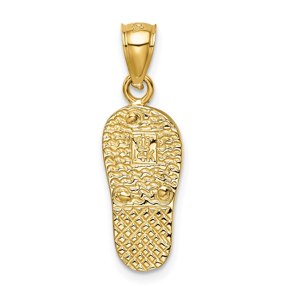 14k Polished 3D w/Created White Opal Flip Flop Pendant