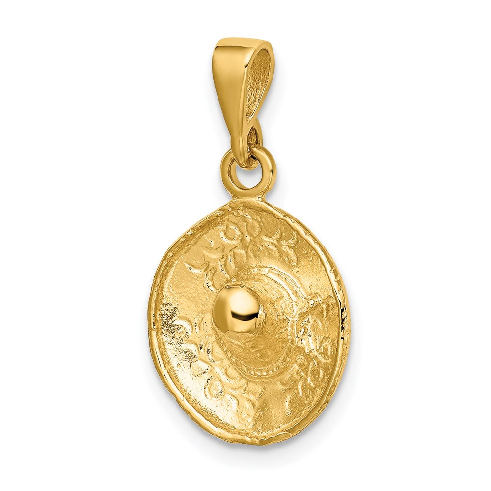 14K 3D Sombrero Pendant