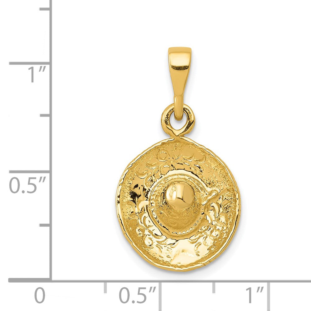 14K 3D Sombrero Pendant