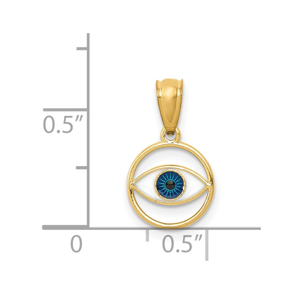 14k Polished Enameled Eye Pendant