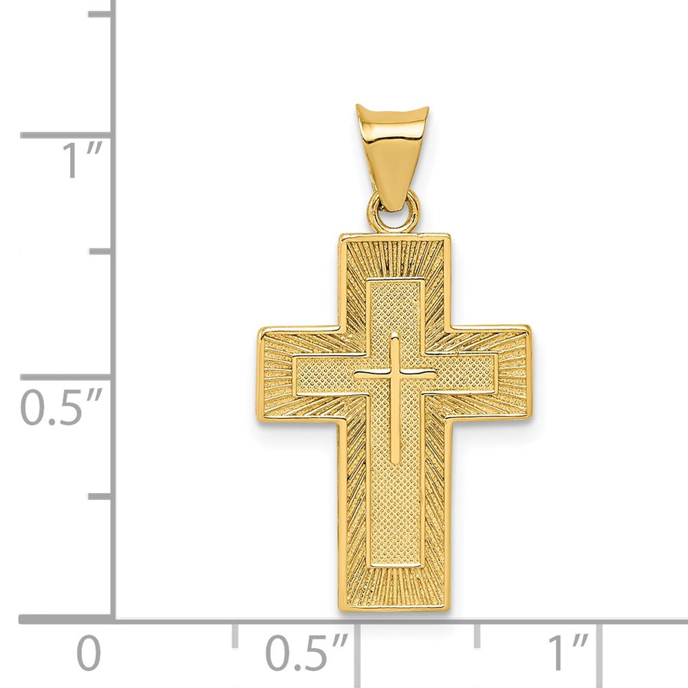 14k Textured Reversible Lord's Prayer in Spanish Cross Pendant