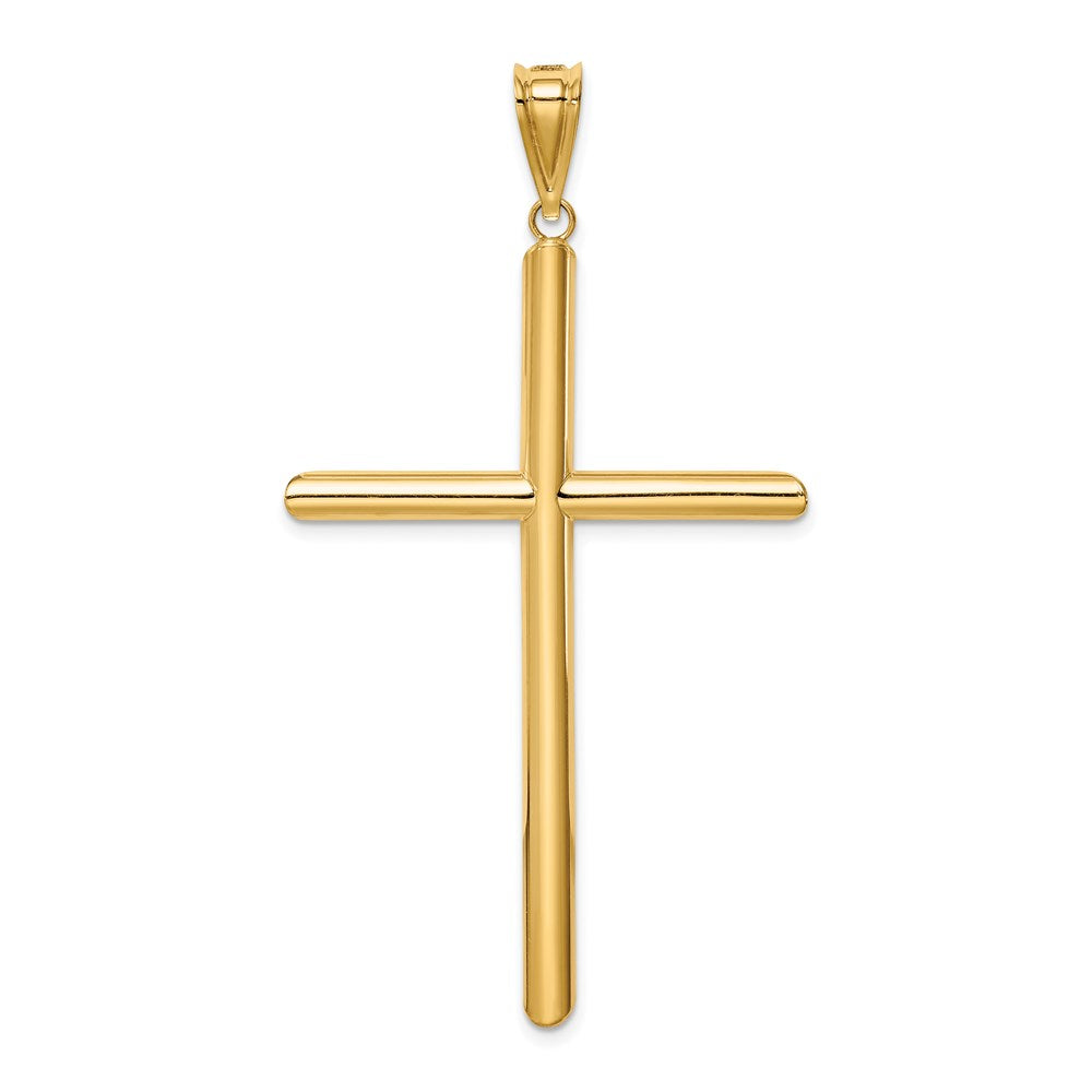 14k Polished Tube Cross Pendant