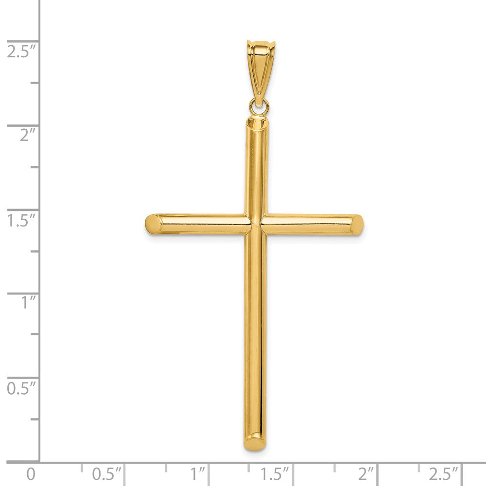 14k Polished Tube Cross Pendant