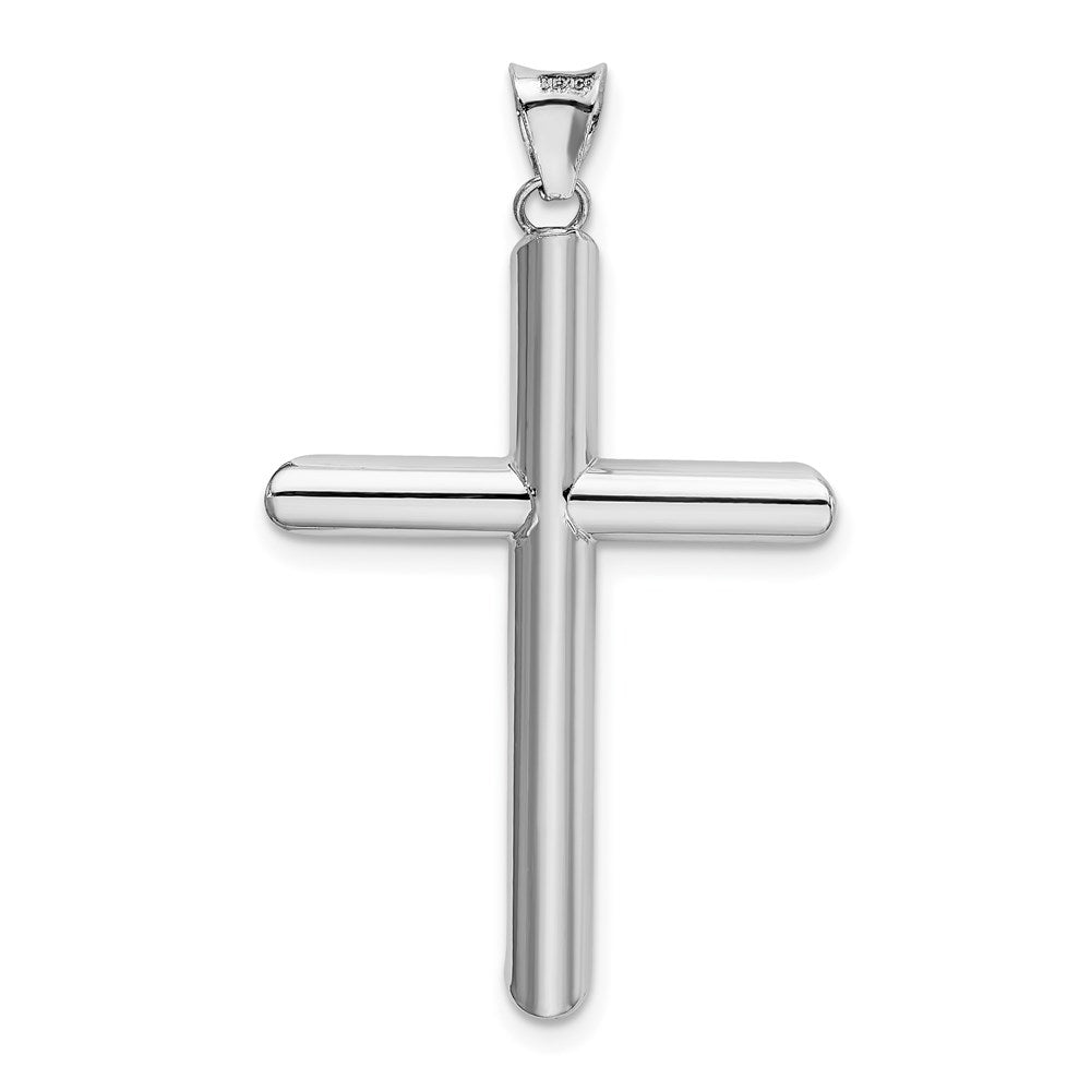 14k White Gold Polished Tube Cross Pendant