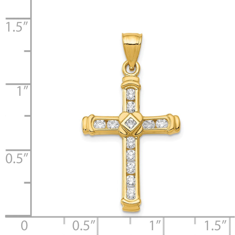 14k CZ Cross Pendant