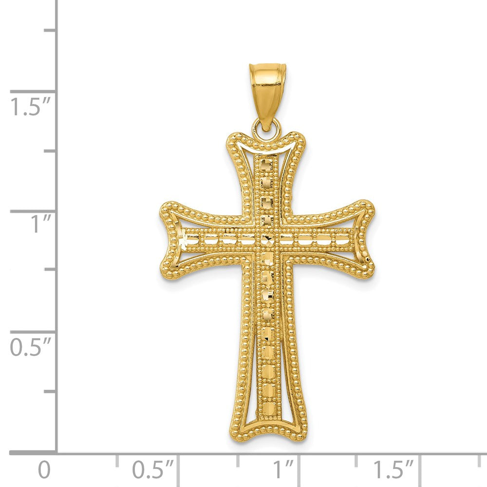 14k Diamond-cut Cross Pendant