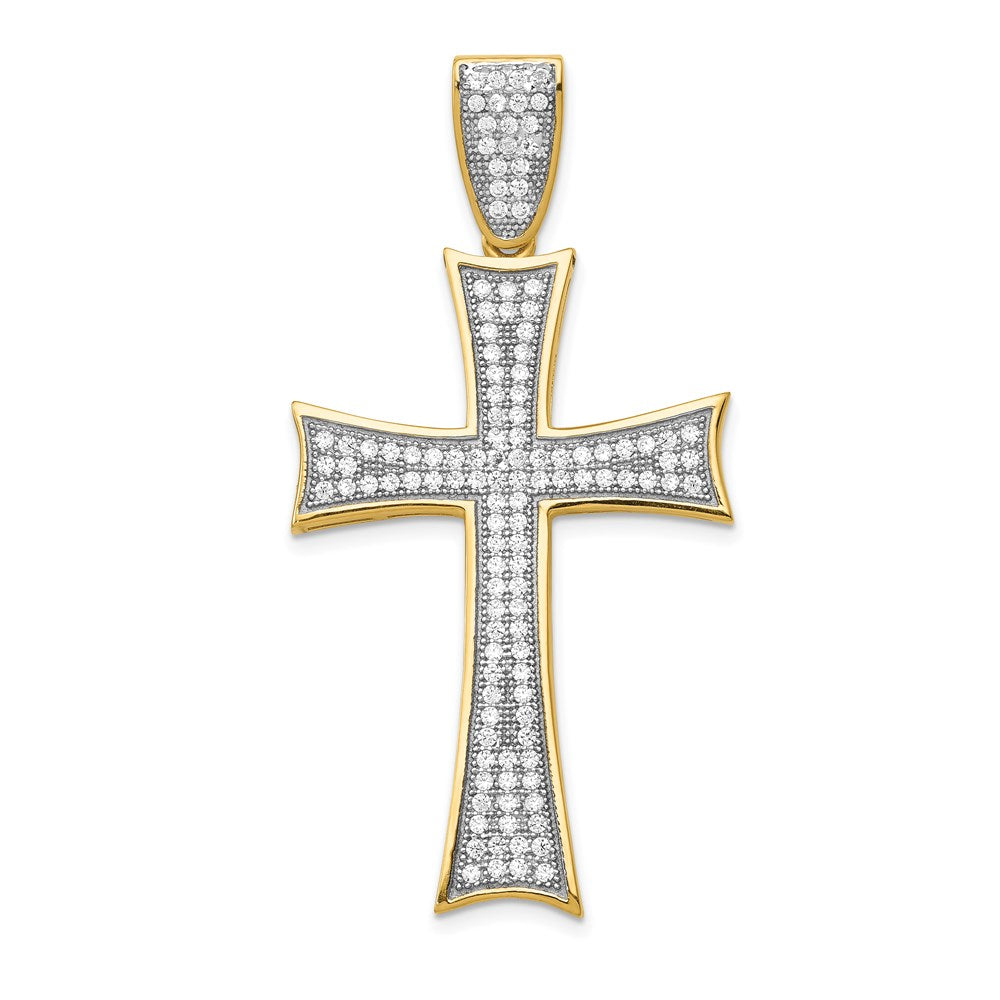 14k w/Rhodium Micro PavÇ CZ Large Cross Pendant
