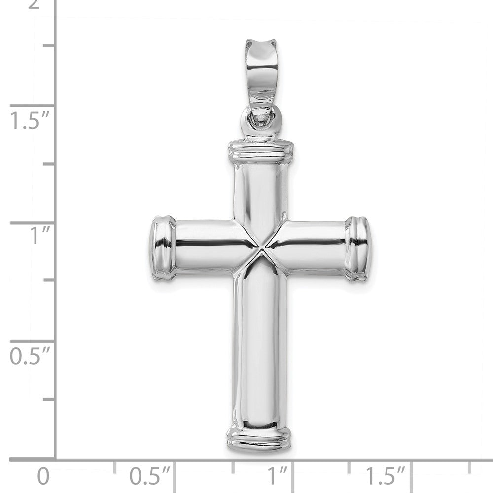 14k White Gold Polished Stamping Cross Pendant