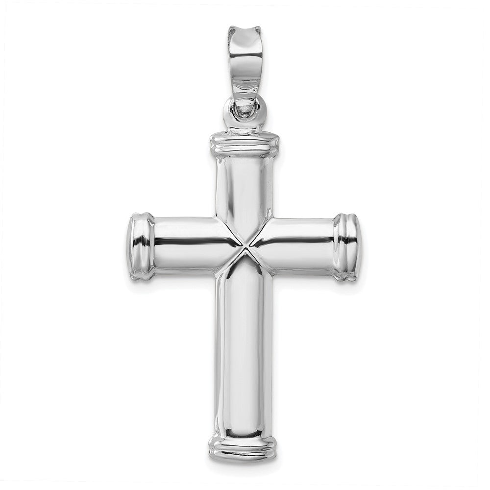 14k White Gold Polished Stamping Cross Pendant