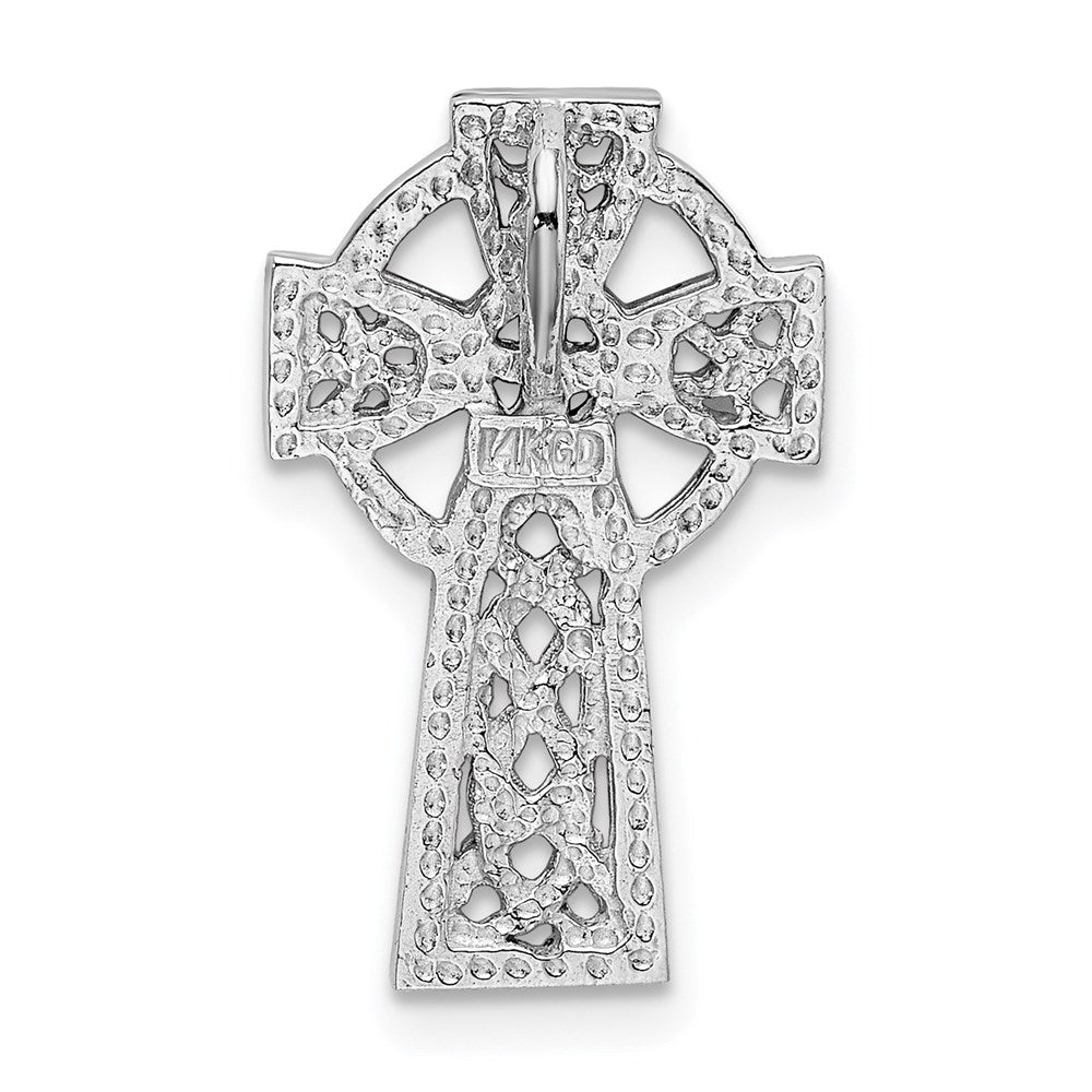 14k White Gold Polished Celtic Cross Slide
