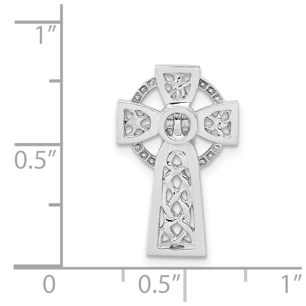 14k White Gold Polished Celtic Cross Slide