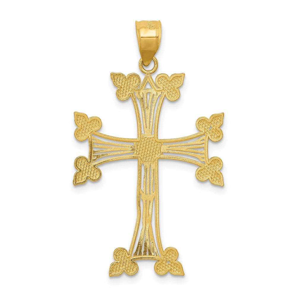 14k Diamond-cut Fancy Cross Pendant
