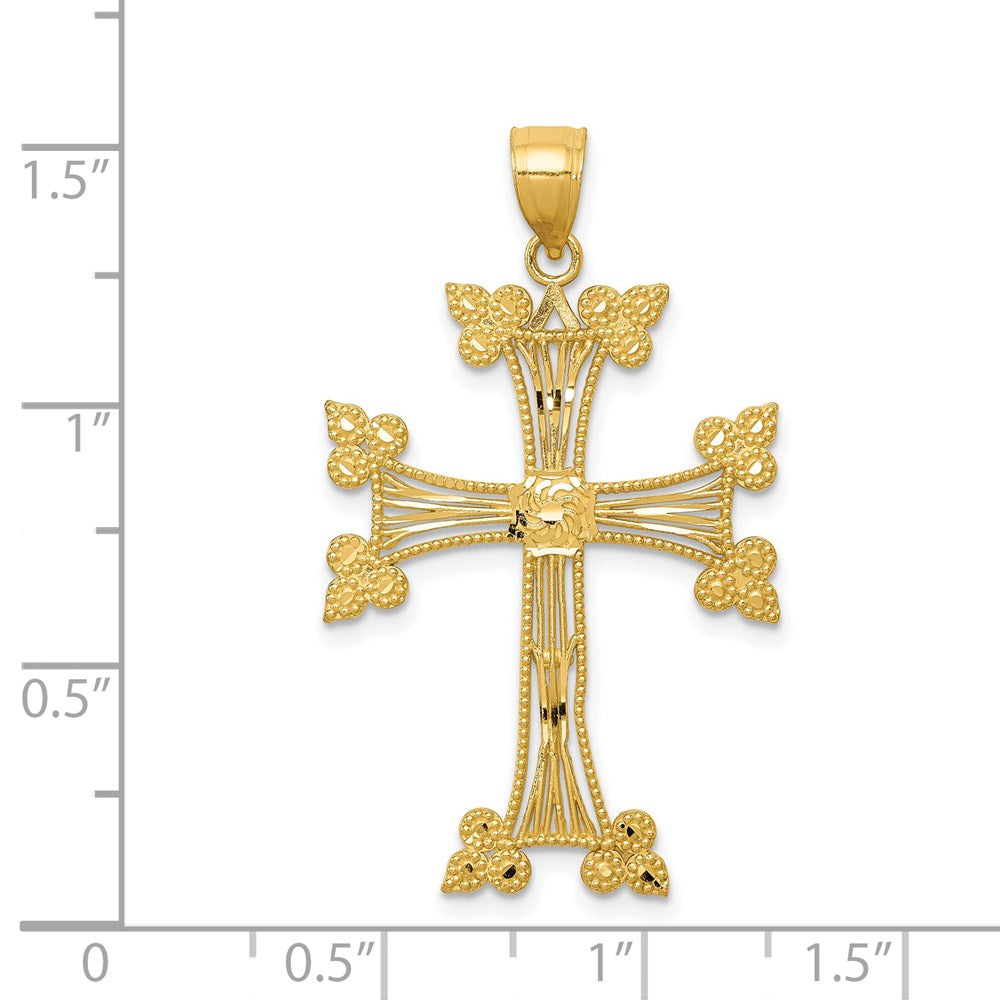 14k Diamond-cut Fancy Cross Pendant