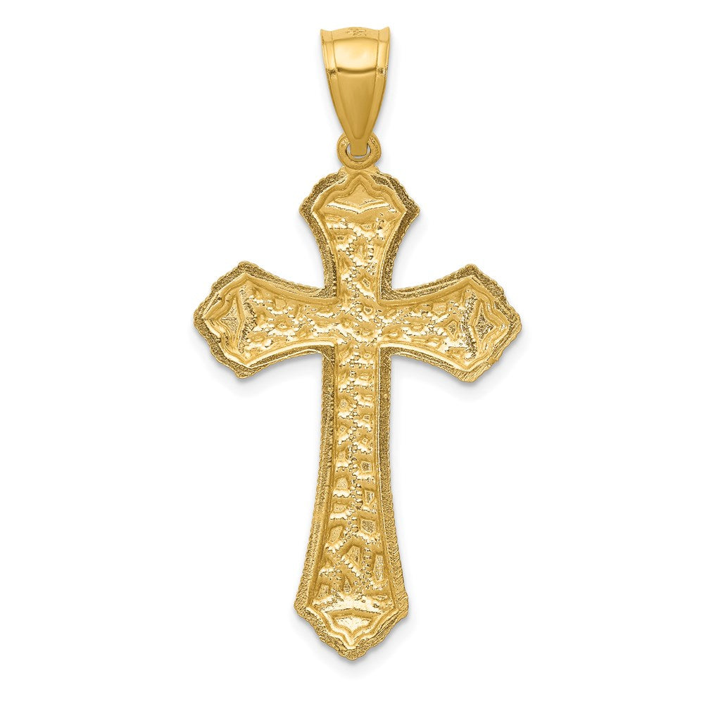 14k Diamond-cut Budded Cross Pendant
