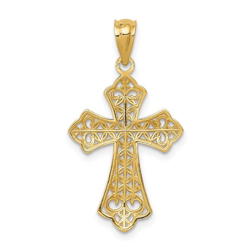 14k Polished Filigree Cross Pendant