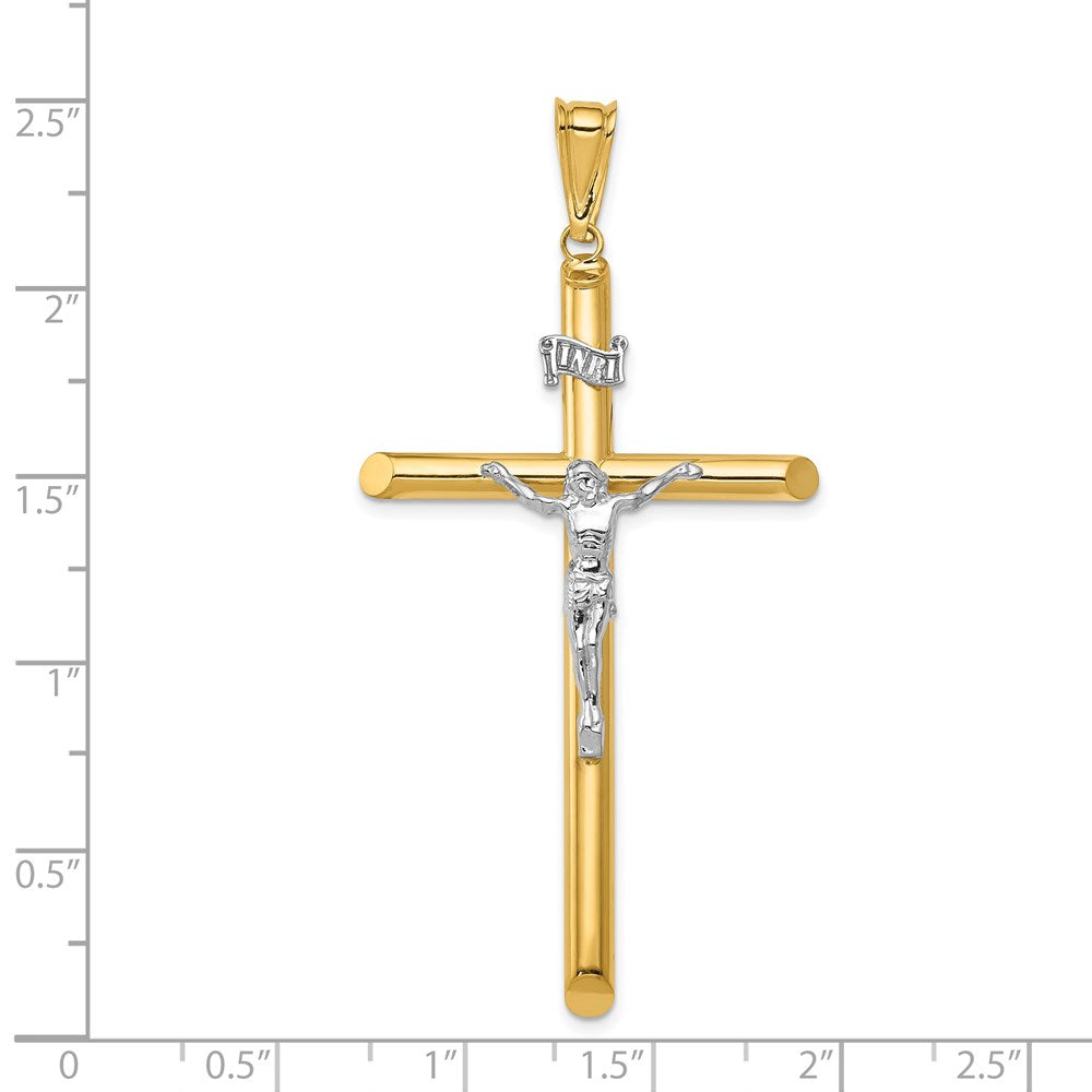 14k Two-Tone Polished Crucifix Pendant