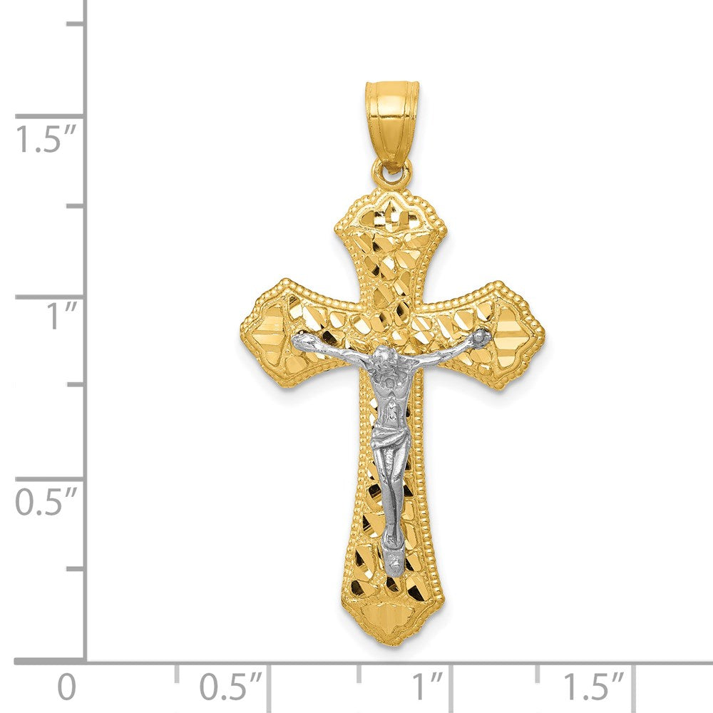 14k Two-tone Diamond-cut Passion Crucifix Pendant